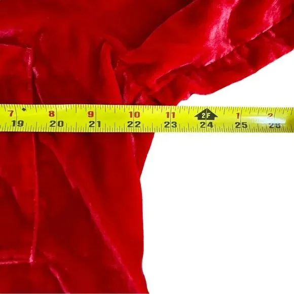 Anthropologie PILCRO Red Shirt Crushed Velvet Top Blouse Long Puff Sleeves XL - Picture 5 of 15
